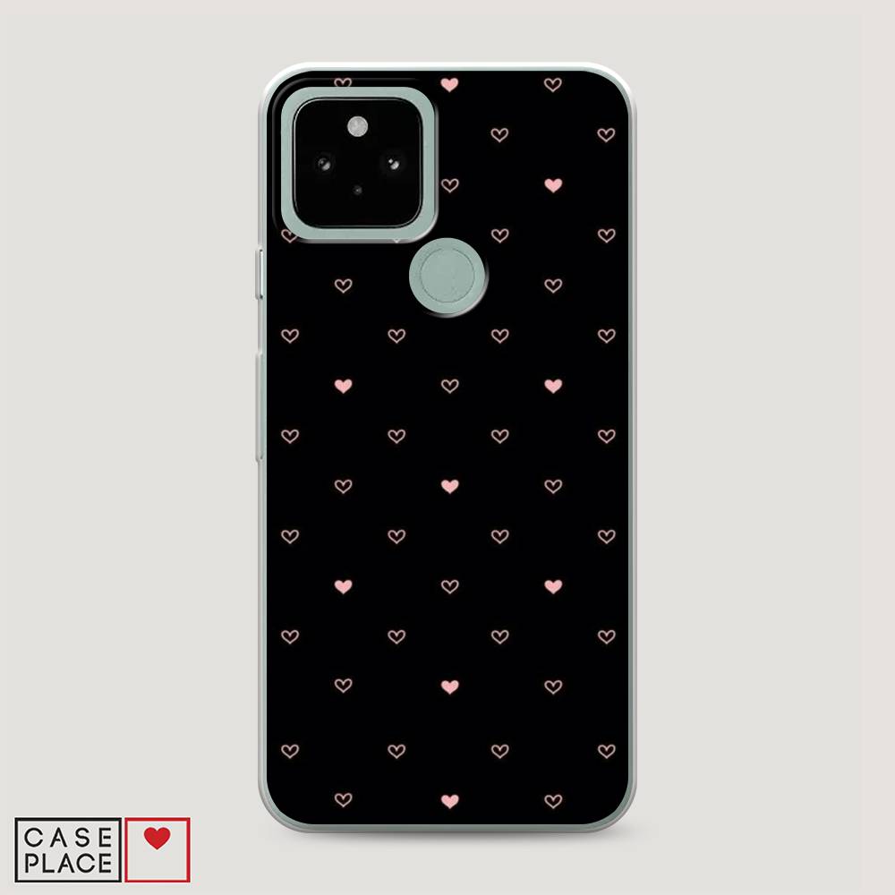 

Чехол Awog на Google Pixel 5 "Черный фон и сердечки", Разноцветный, 270750-3