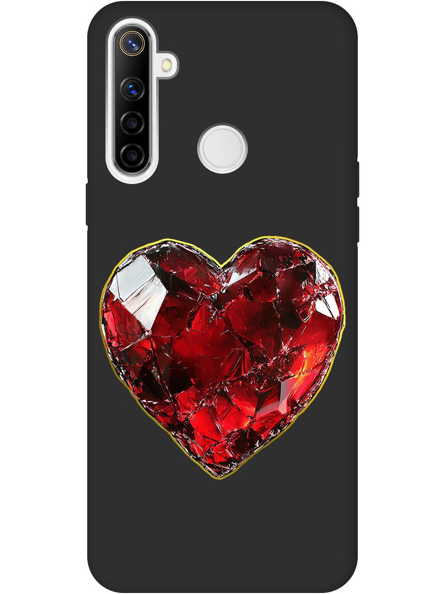 

Силиконовый чехол на realme 5 / 6i / C3 с принтом "Сломленное сердце" матовый черный, Черный;золотистый;красный, 726149691