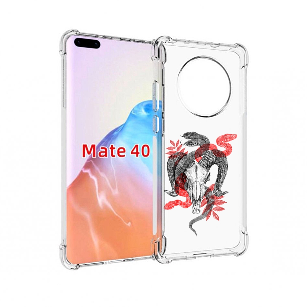 

Чехол MyPads Tocco для Huawei Mate 40 змея в черепе рисунок, Прозрачный, Tocco