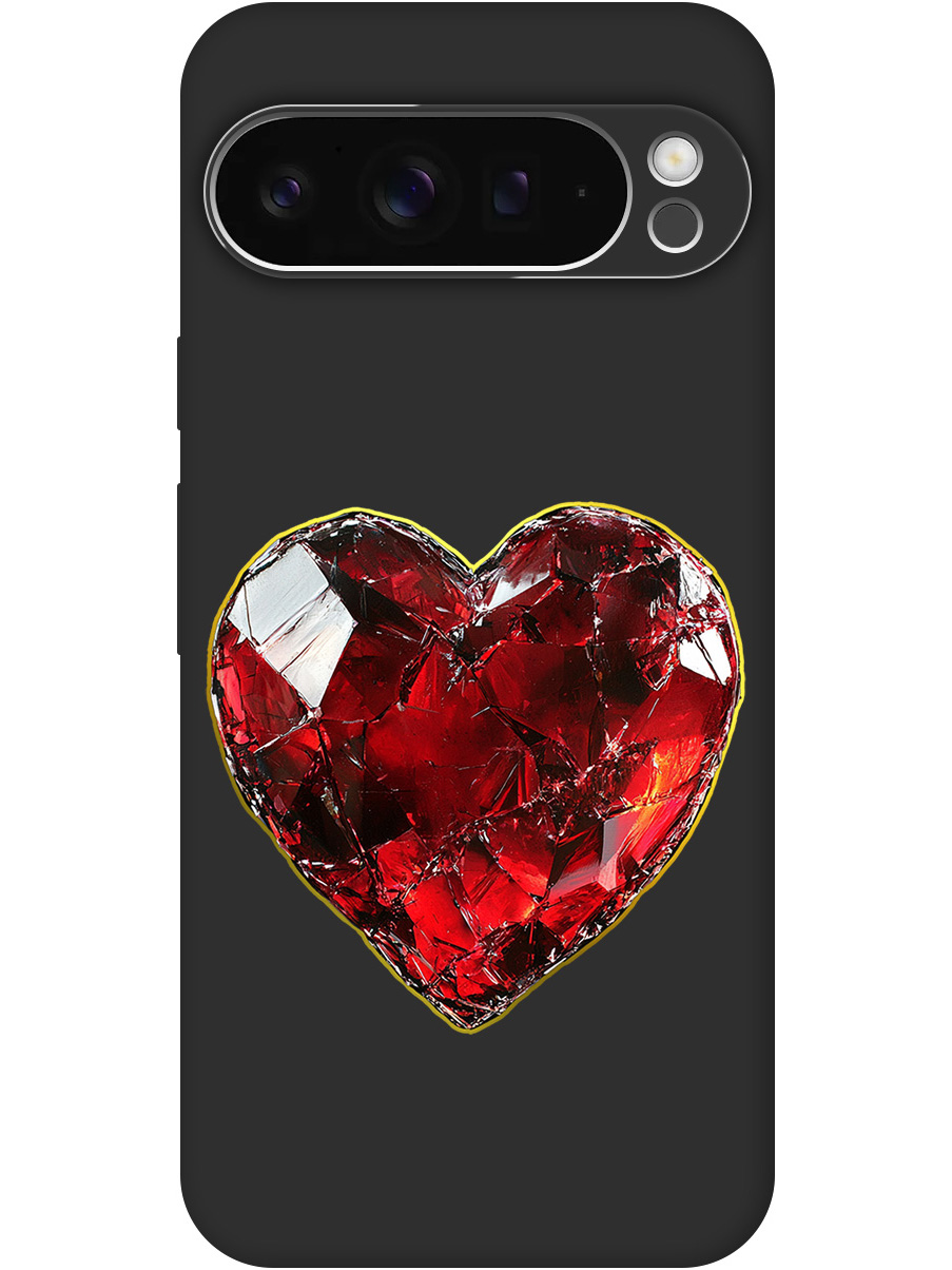 

Силиконовый чехол на Google Pixel 9 pro с принтом "Сломленное сердце" матовый черный, Черный;золотистый;красный, 784810391
