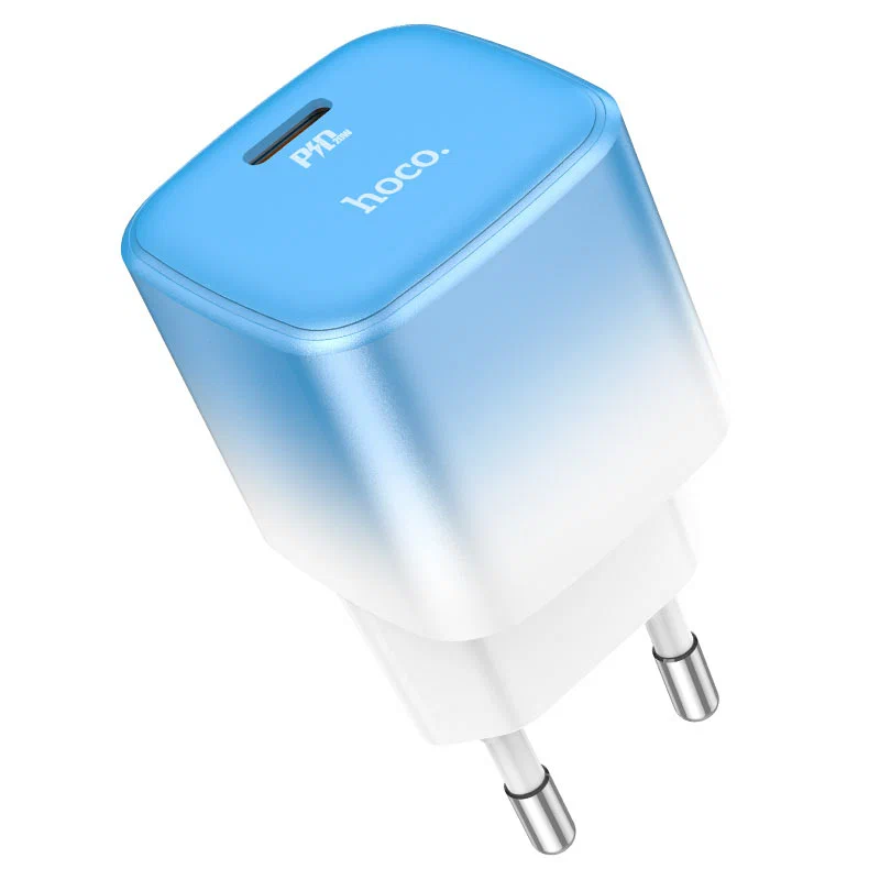 Сетевое зарядное устройство HOCO C101A PD 20W USB-C ,белый-голубой 600020175286