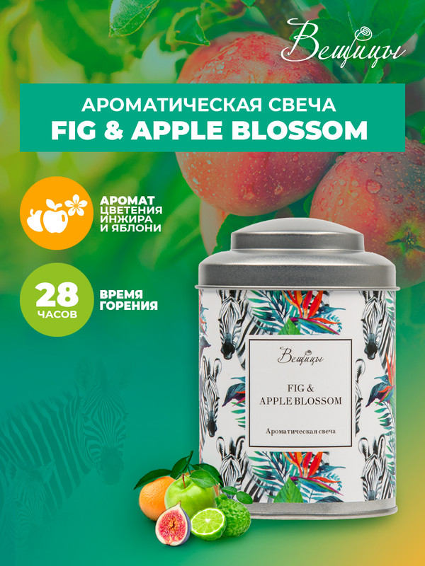 Ароматическая свеча FIG & APPLE BLOSSOM, Д75 Ш75 В110