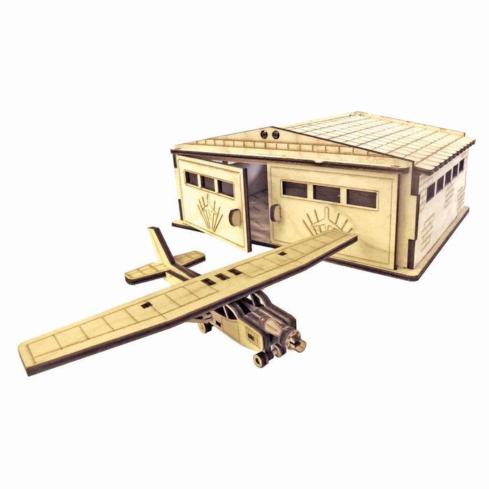 фото Cборная модель altairtoys ангар с самолетом, в коробке дд-06
