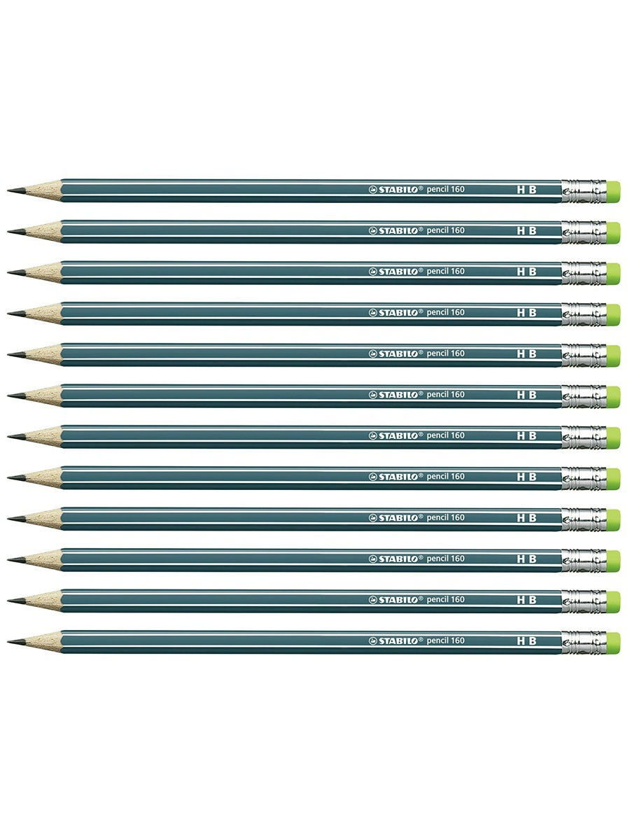 

Карандаш чернографитный простой с ластиком HB STABILO Pencil, 12шт, Pencil