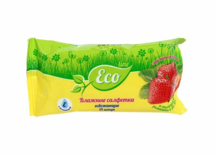 фото Влажные салфетки русалочка eco line клубника 15 шт