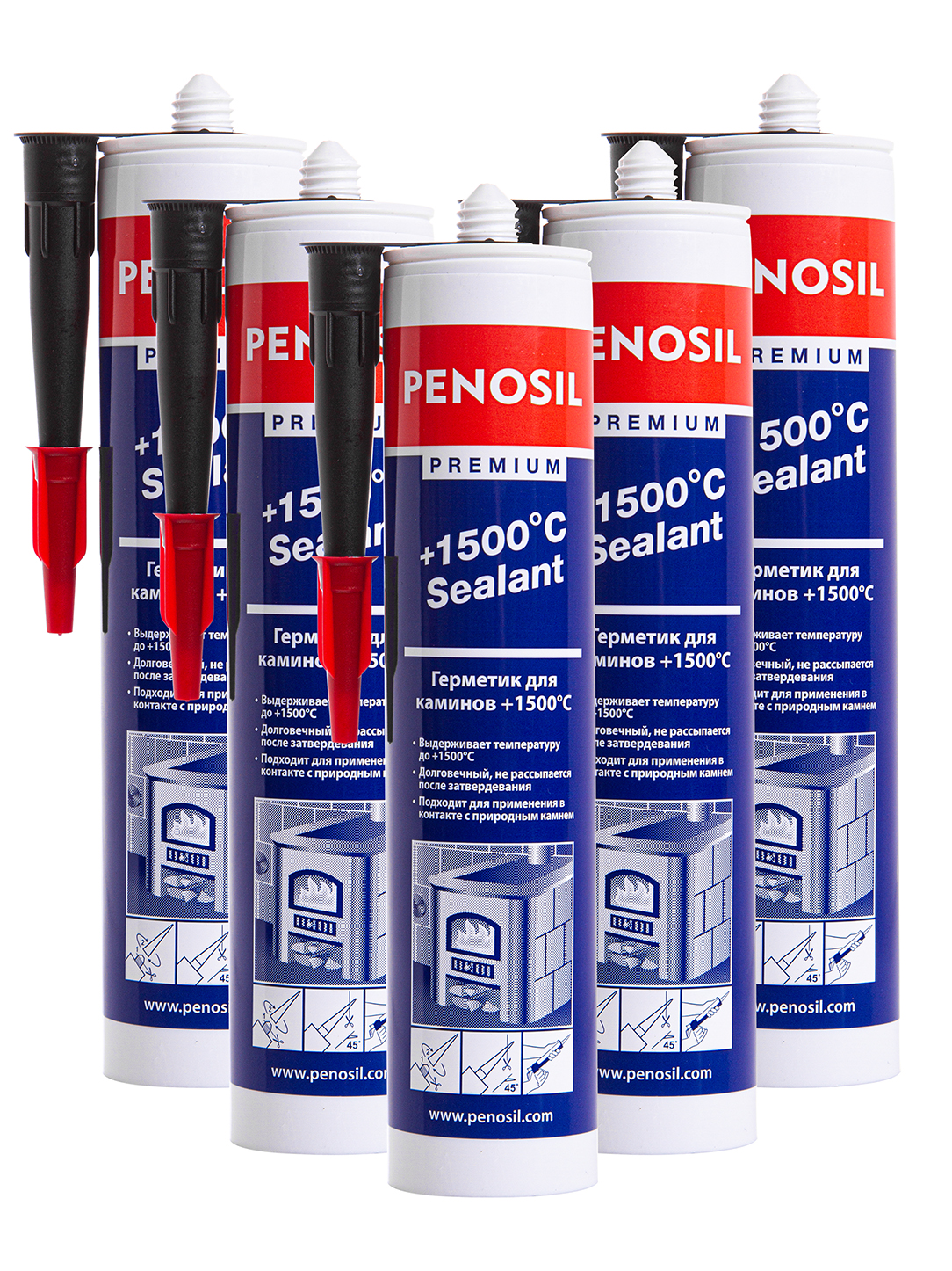 Герметик Penosil Premium 1500С Sealant для печей и каминов 310 мл 5 шт пистолет 2420₽