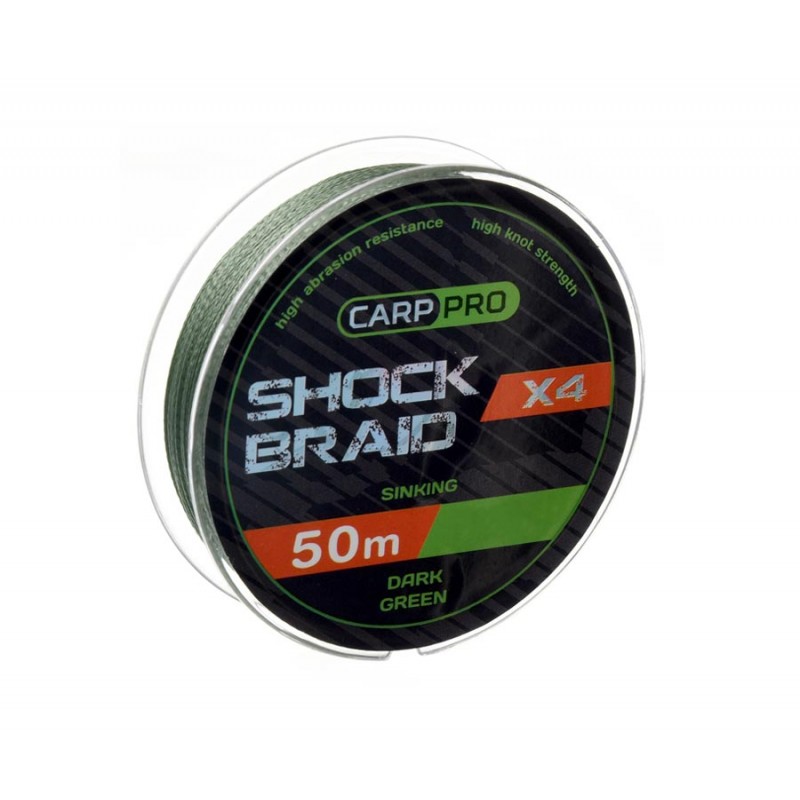 Шок-лидер CARP PRO Shock Braid PE X4 зеленый 20lb 50м