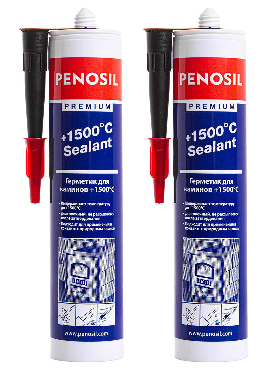 

Герметик Penosil Premium 1500°С Sealant для печей и каминов 310 мл., 2 шт., Черный