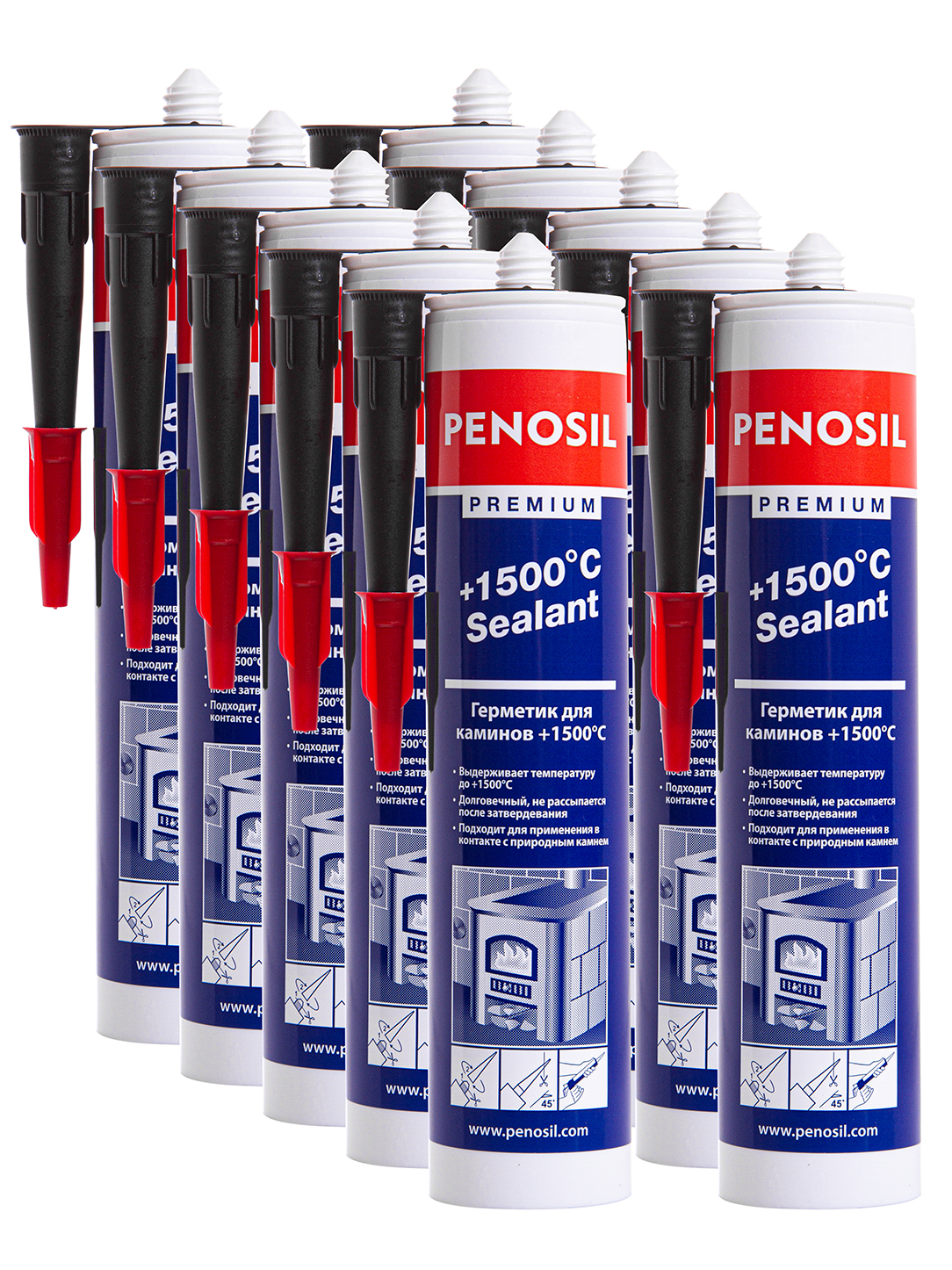 Герметик Penosil Premium 1500С Sealant для печей и каминов 310 мл 10 шт пистолет 4760₽