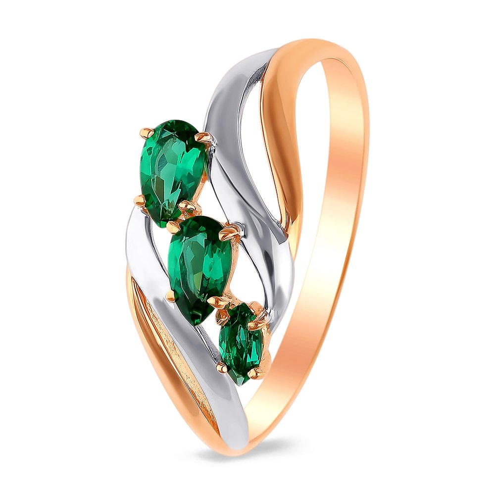 

Кольцо женское из красного золота с изумрудом 585Gold 101012649, р, 101012649