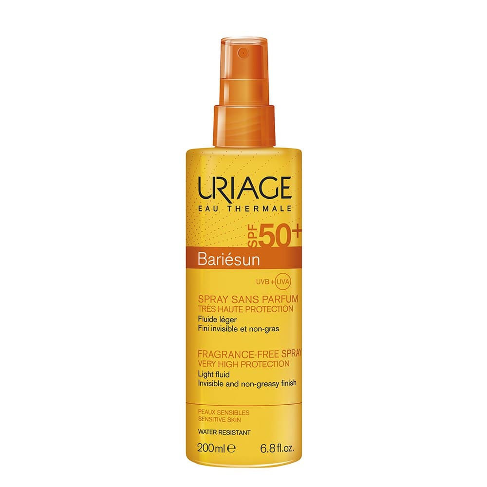 Спрей Uriage Bariesun Fragrance-Free Spray SPF50+, 200 мл солнцезащитное средство uriage bariesun сухая дымка спрей spf30 200 мл