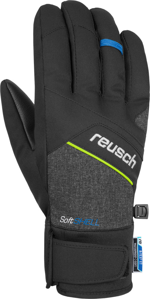 фото Перчатки reusch luke r-tex® xt, black melange/safety yellow/brilliant blue, 9.5 inch