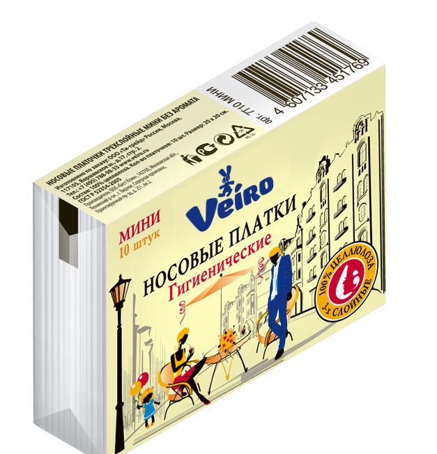 

Носовые платочки Veiro Mini 3 слоя 10 шт