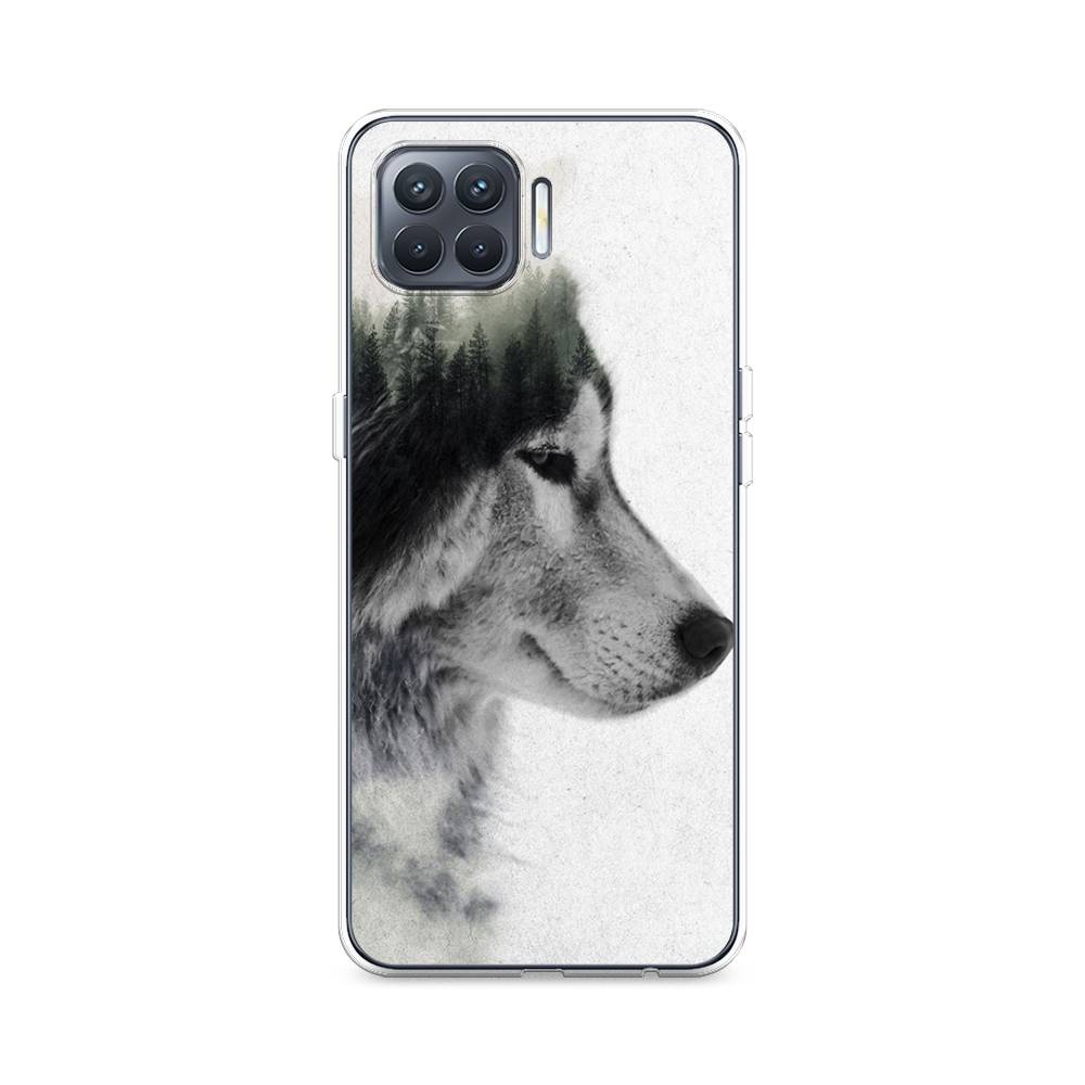 

Чехол на Oppo Reno 4 Lite "Волк лес", Серый;белый, 255350-1