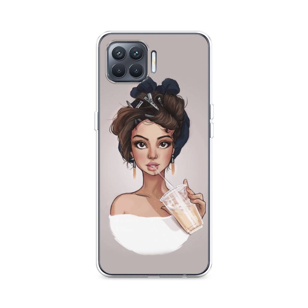 

Чехол на Oppo Reno 4 Lite "Девушка с фраппе", Серый, 255350-6