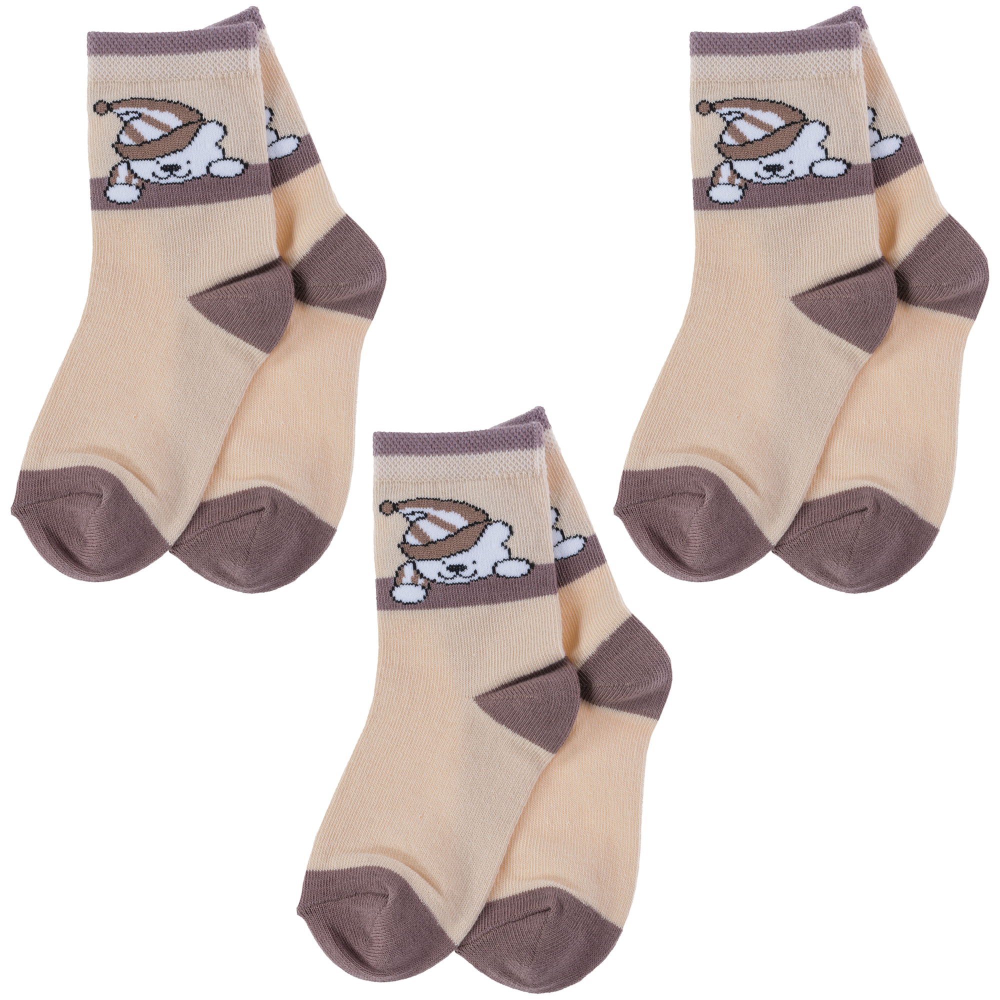 Носки детские Para Socks 3-N1DД, бежевый; коричневый, 14