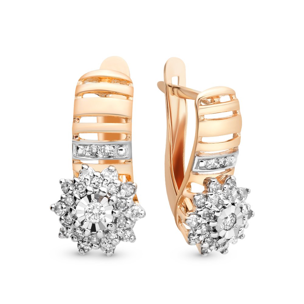 

Серьги из красного золота 585Gold 102004557, бриллиант/бриллиант, 102004557