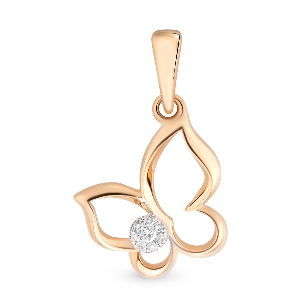 

Кулон из красного золота 585Gold 103001890, бриллиант/бриллиант, 103001890