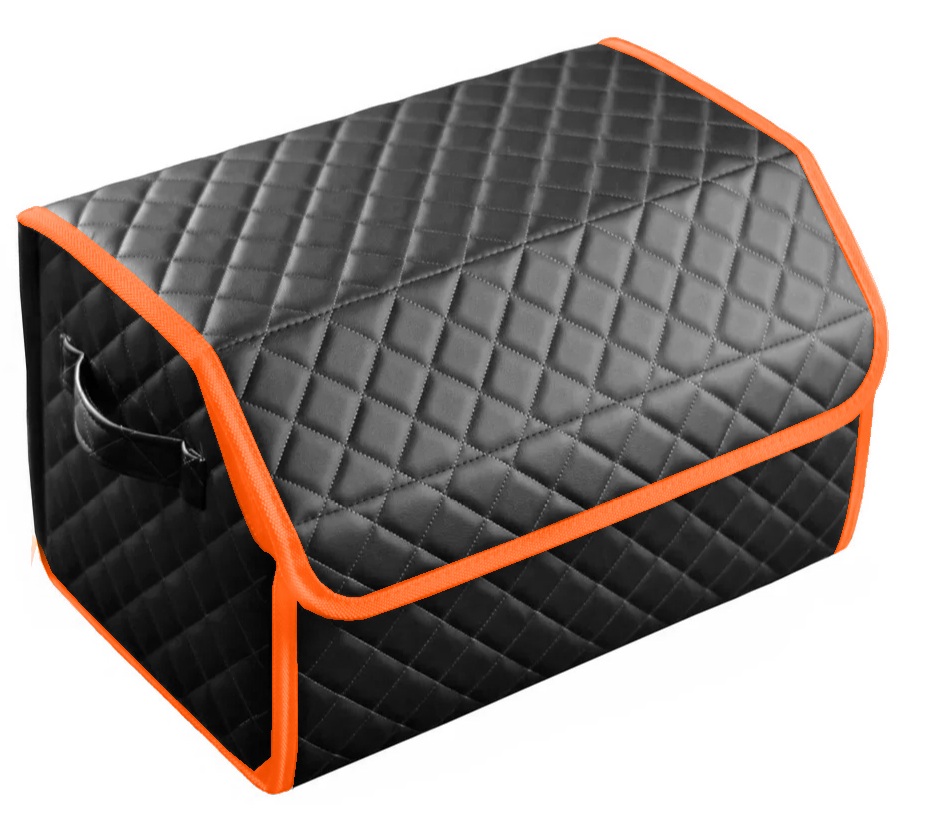 Органайзер в багажник черная с серой нитью ViceCar (оранжевый кант) с лого SSANG YONG