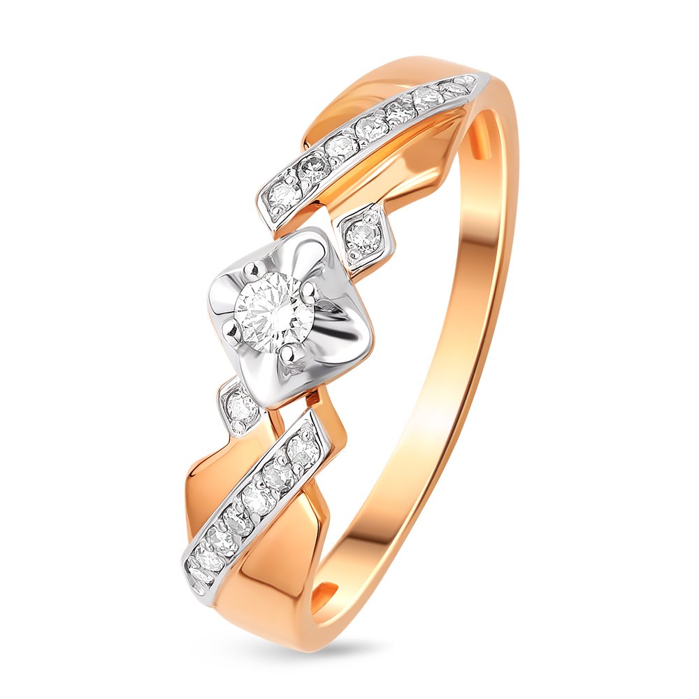

Кольцо женское из красного золота с бриллиантом 585Gold 101011084, р, 101011084