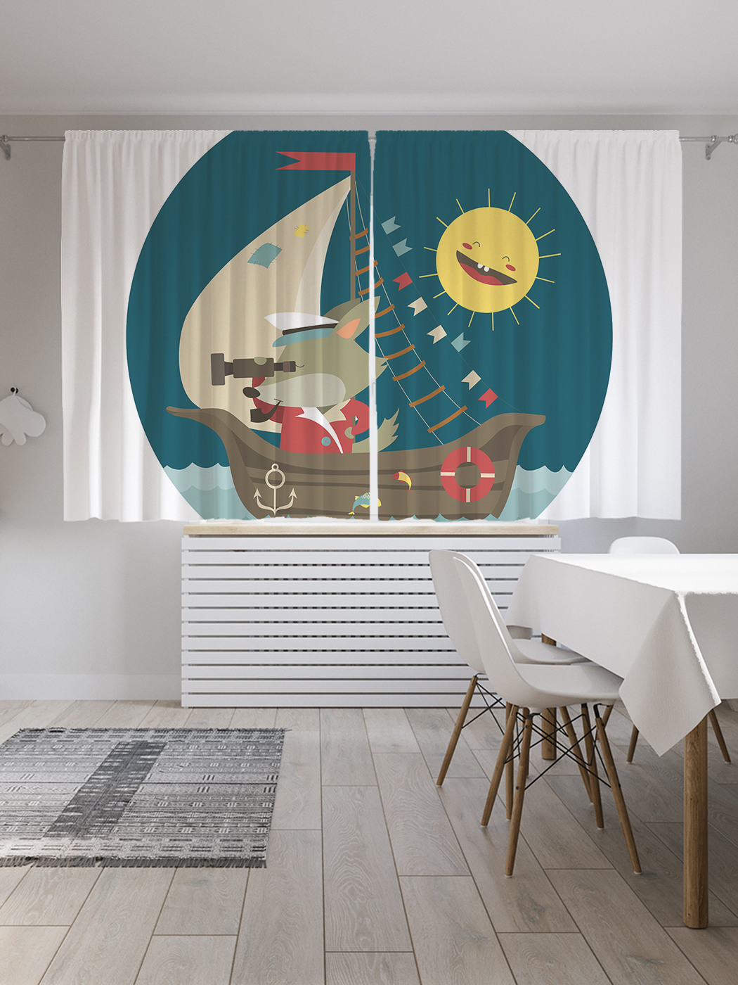

Шторы JoyArty с фотопечатью "Морской волк" из сатена, 290х180 см, Морской волк