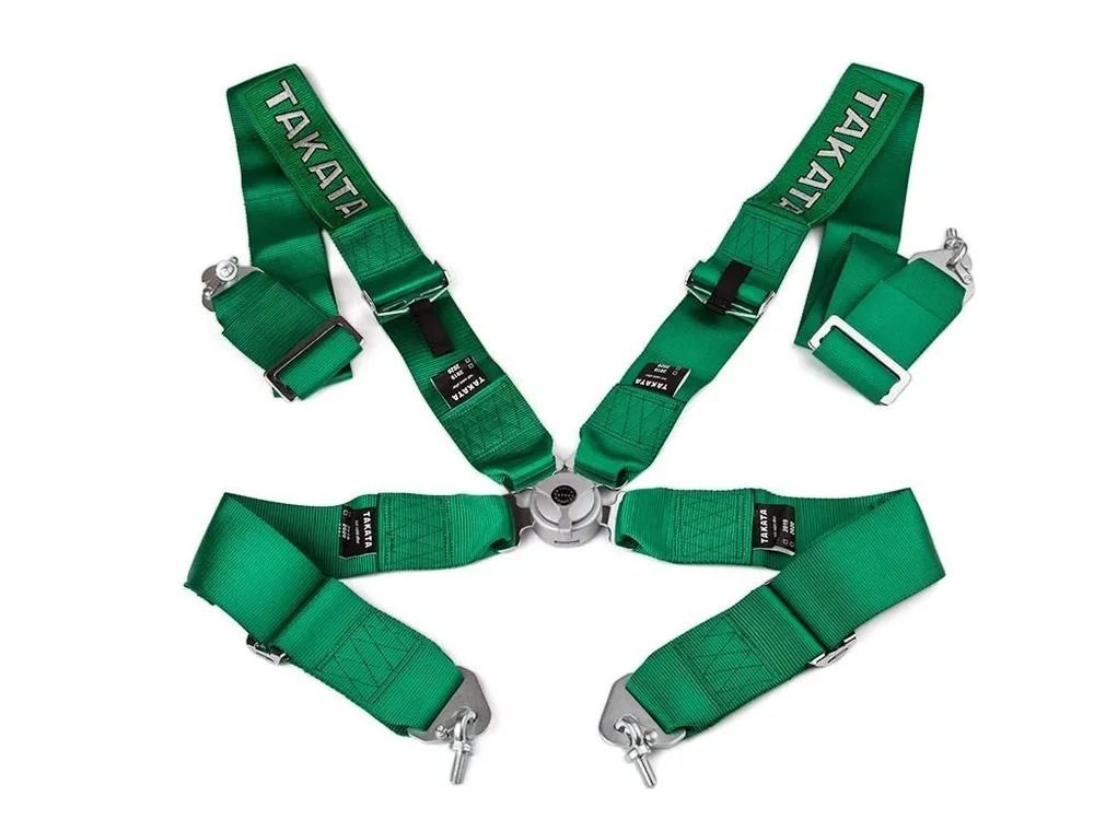 

Спортивные ремни безопасности 4-х точечные Takata Green Style зеленые 3 дюйма быстросъем, Takata Green Style