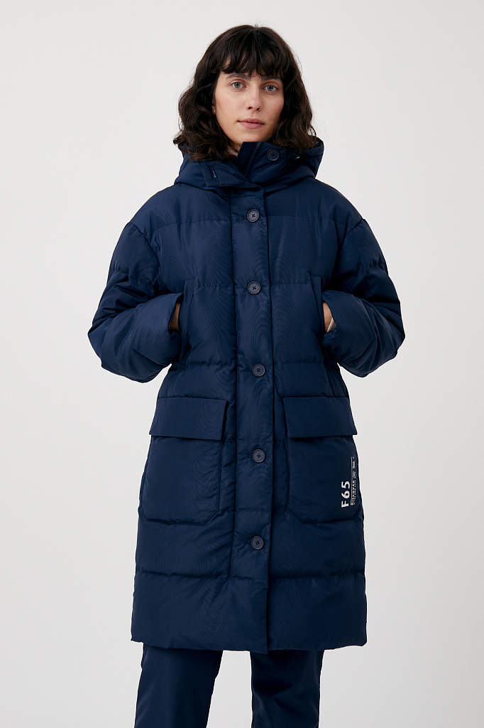 фото Утепленное пальто женское finn flare fab11071 синее s