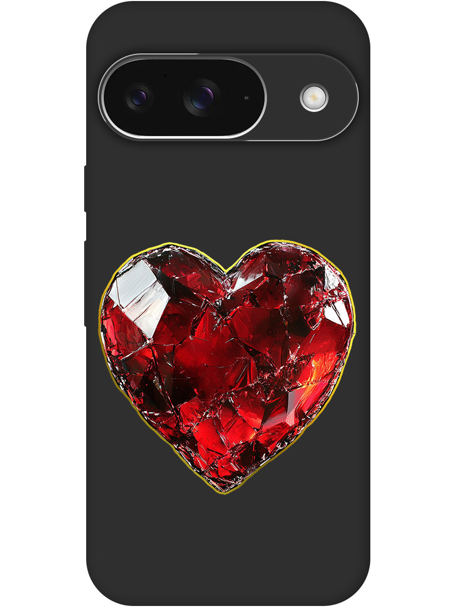 

Силиконовый чехол на Google Pixel 9 с принтом "Сломленное сердце" матовый черный, Черный;золотистый;красный, 784809791