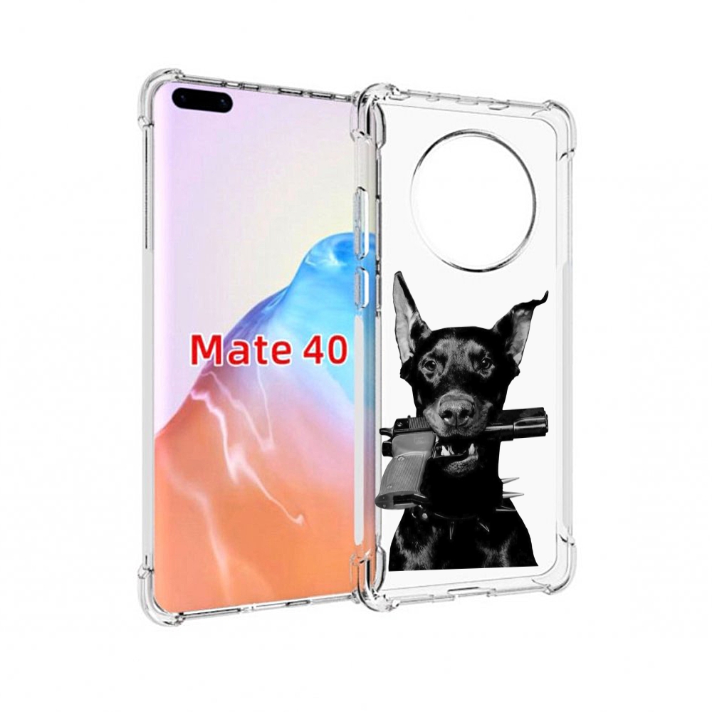 

Чехол MyPads Tocco для Huawei Mate 40 доберман с пистолетом, Прозрачный, Tocco