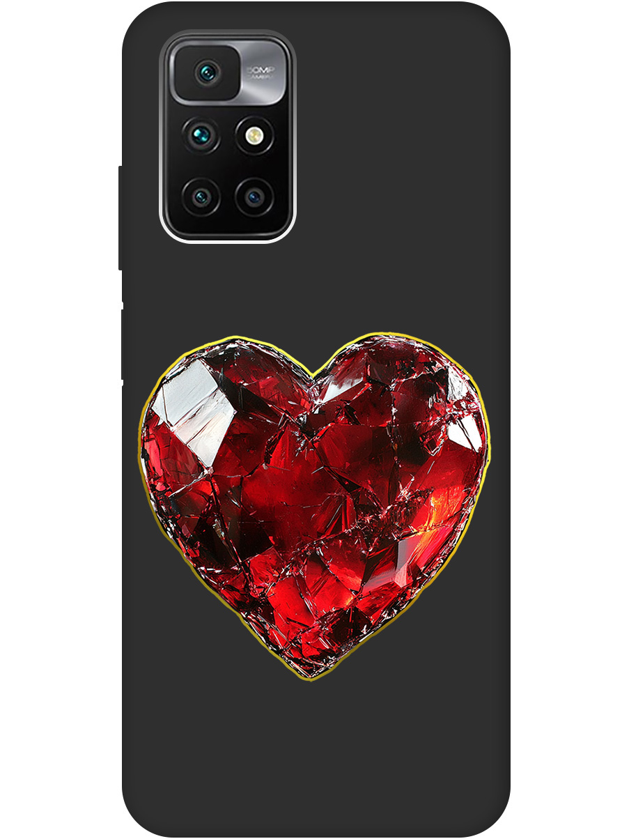 

Силиконовый чехол на Xiaomi Redmi 10 с принтом "Сломленное сердце" матовый черный, Черный;золотистый;красный, 731907191