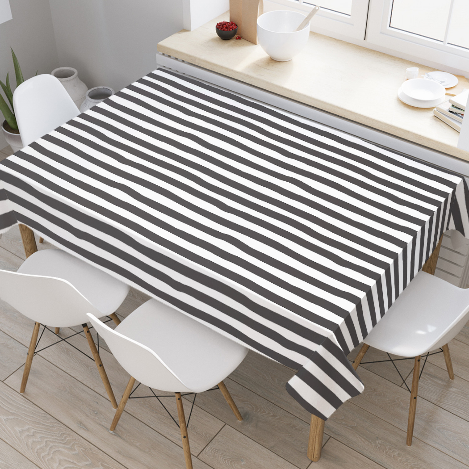 

Скатерть прямоугольная на кухонный стол JoyArty "Небрежные полосы" из оксфорда, 180x145 см, Белый, Небрежные полосы