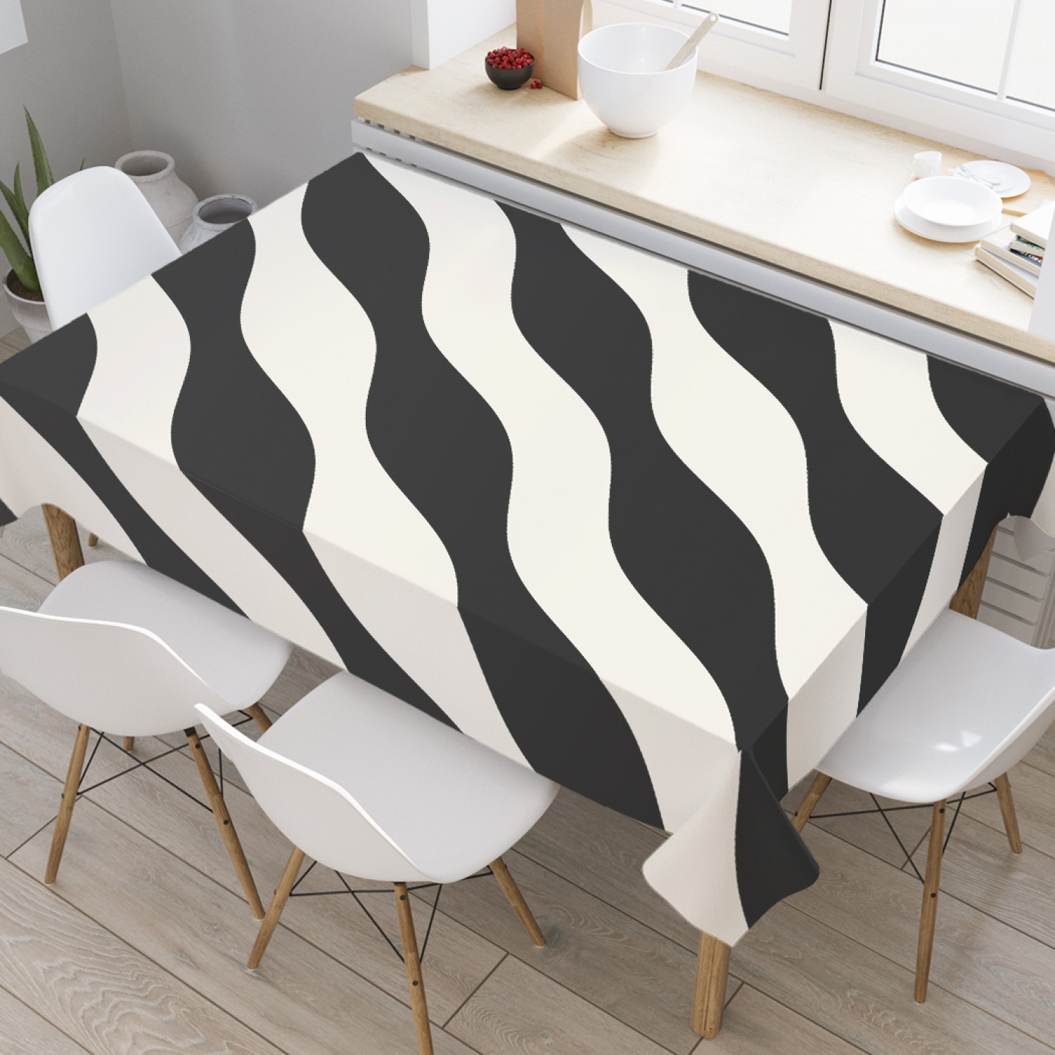 

Скатерть прямоугольная JoyArty "Волновая диагональ" из оксфорда, 180x145см, Белый, Волновая диагональ