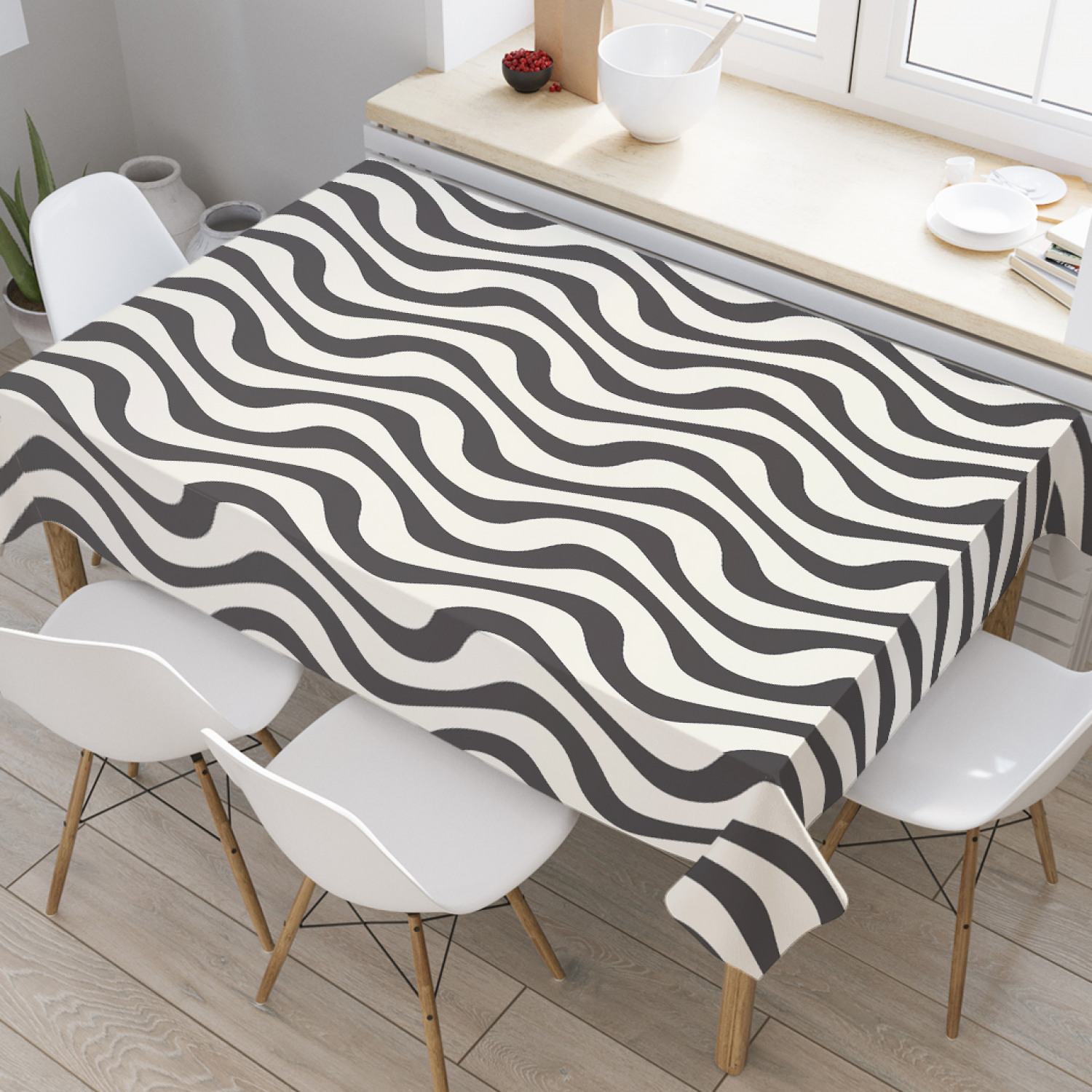 

Скатерть прямоугольная JoyArty "Абстрактный зигзаг" из оксфорда, 180x145см, Белый, Абстрактный зигзаг