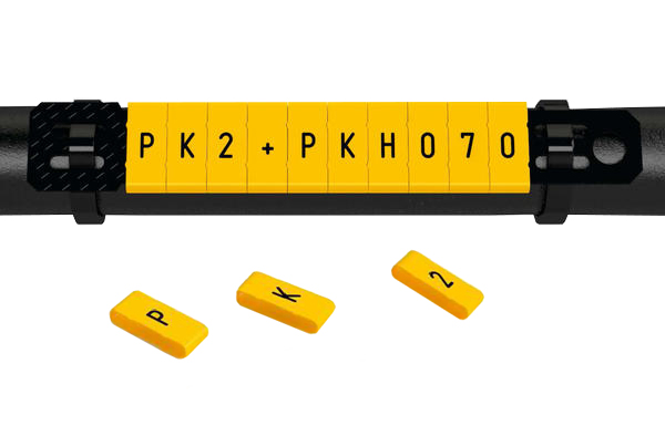 Маркеры однознаковые Partex PK+2 для держателей PKH и POH, символ O, желтый/черный (пачк