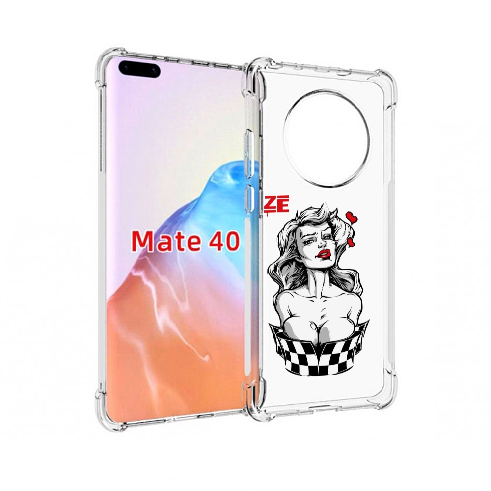 Чехол MyPads Tocco для Huawei Mate 40 черно белая девушка с красными губами женский