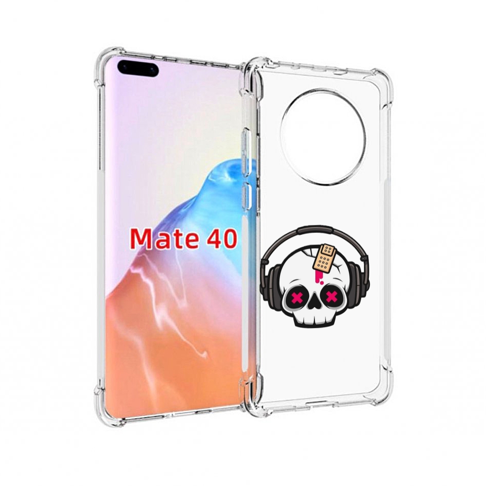 

Чехол MyPads Tocco для Huawei Mate 40 черепок в наушниках, Прозрачный, Tocco
