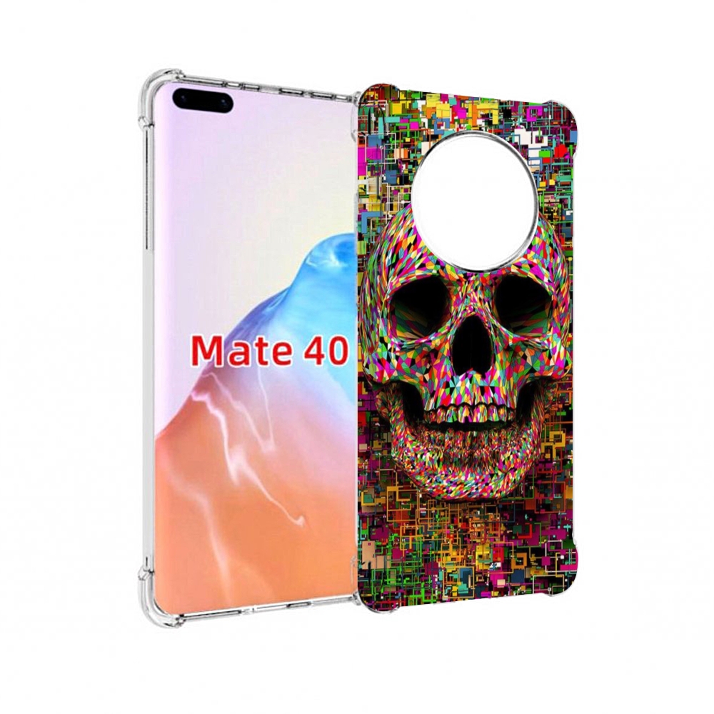 

Чехол MyPads Tocco для Huawei Mate 40 череп красочные цвета, Прозрачный, Tocco