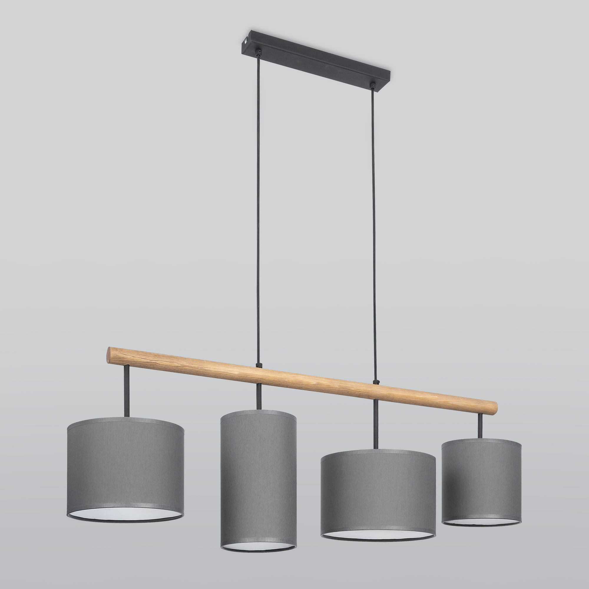 

Подвесной светильник с 4 тканевыми серыми абажурами TK Lighting 4458 Deva Graphite E27