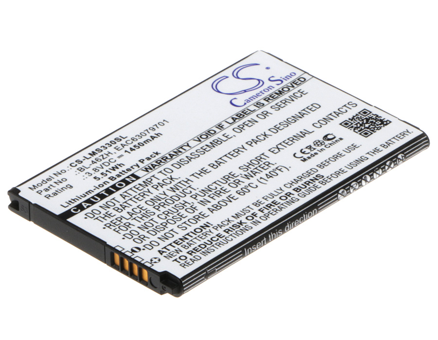 Аккумулятор CS-LMS330SL BL-46ZH для LG AS330, AS375 3.8V/1450mAh/5.51Wh