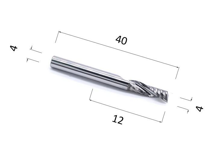 Фреза спиральная однозаходная стружка вверх DJTOL AY1LX4.12 для станка ЧПУ фреза для маникюра безопасная 4 грани 1 2 × 2 5 мм в пластиковом футляре