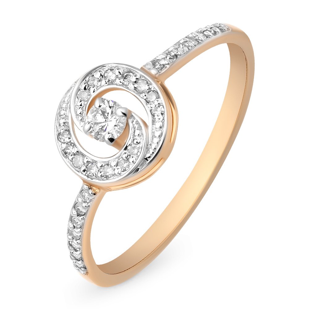 

Кольцо женское из красного золота с бриллиантом 585Gold 101011056, р, 101011056
