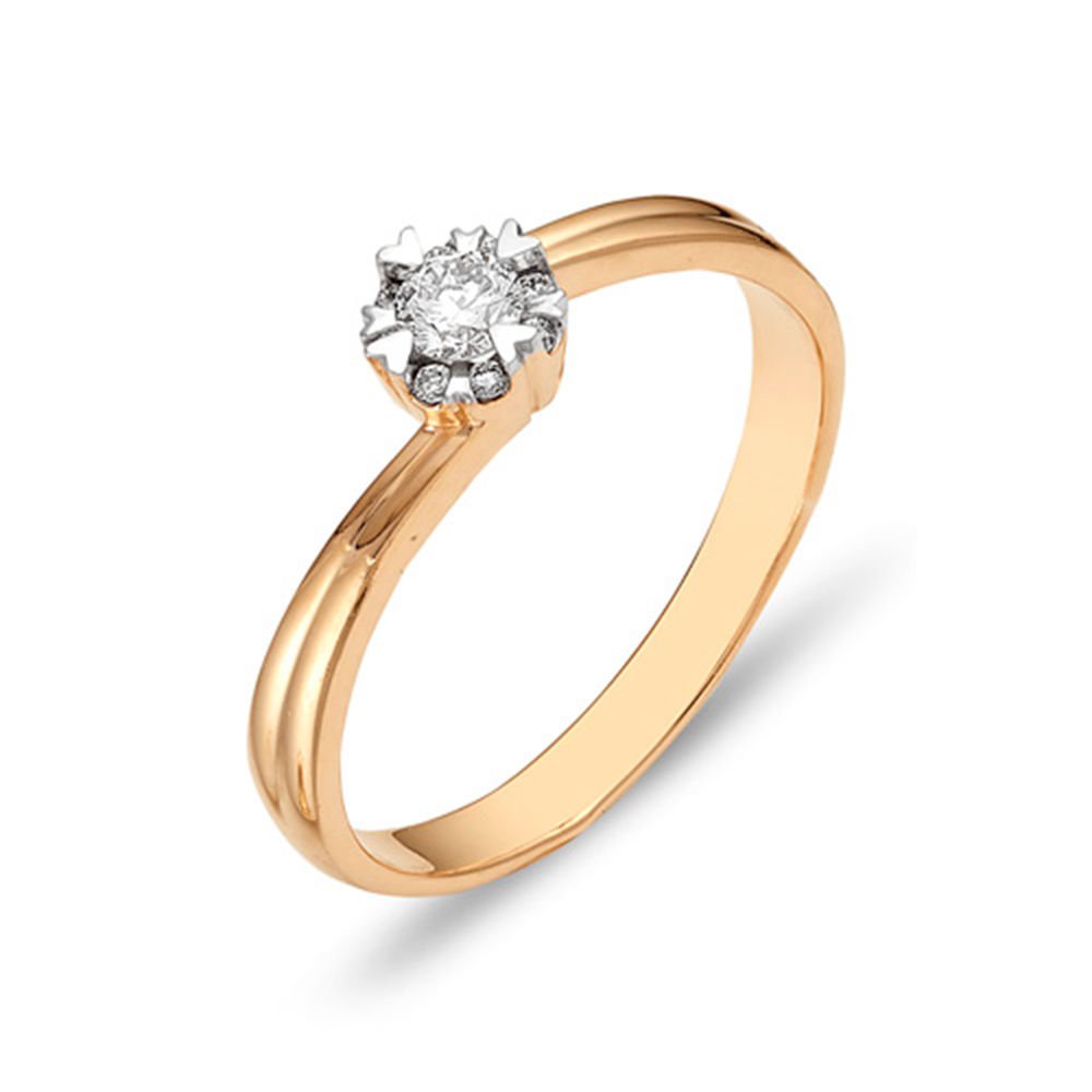 

Кольцо женское из красного золота с бриллиантом 585Gold 101008660, р, 101008660