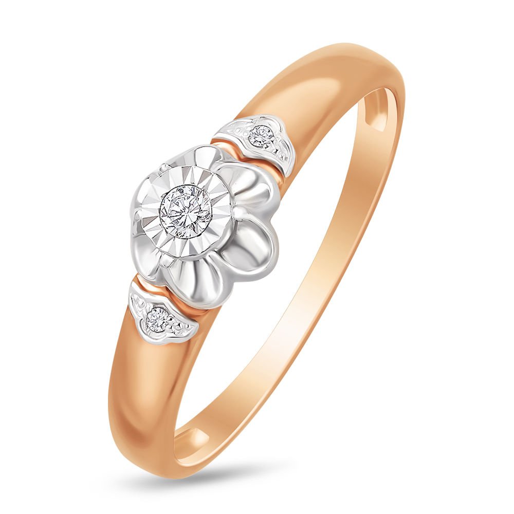 

Кольцо женское из красного золота с бриллиантом 585Gold 101011418, р, 101011418