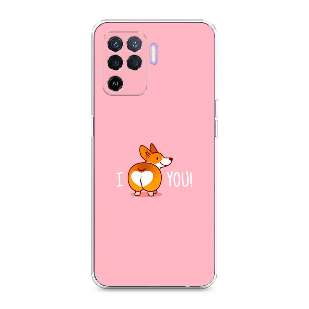 

Чехол на Oppo Reno 5 Lite "Корги I love you", Розовый;коричневый;белый, 255150-1