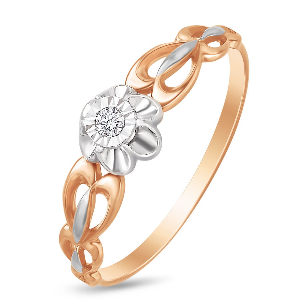 

Кольцо женское из красного золота с бриллиантом 585Gold 101011417, р, 101011417