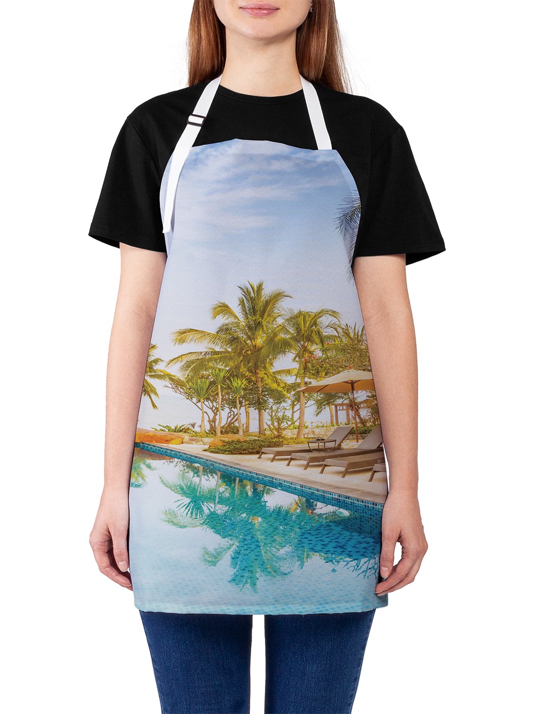 

Фартук женский JoyArty для готовки "Курорт в отеле", универсальный размер, Белый