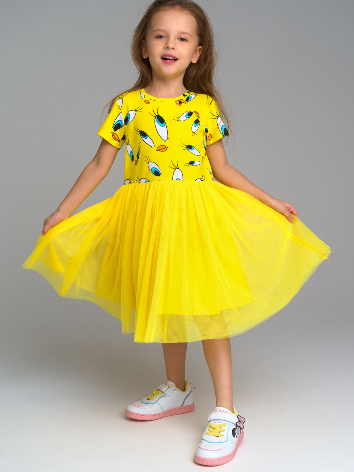 Платье детское PlayToday 12342035, цвет жёлтый, размер 116 playtoday платье для девочки be positive 12342035
