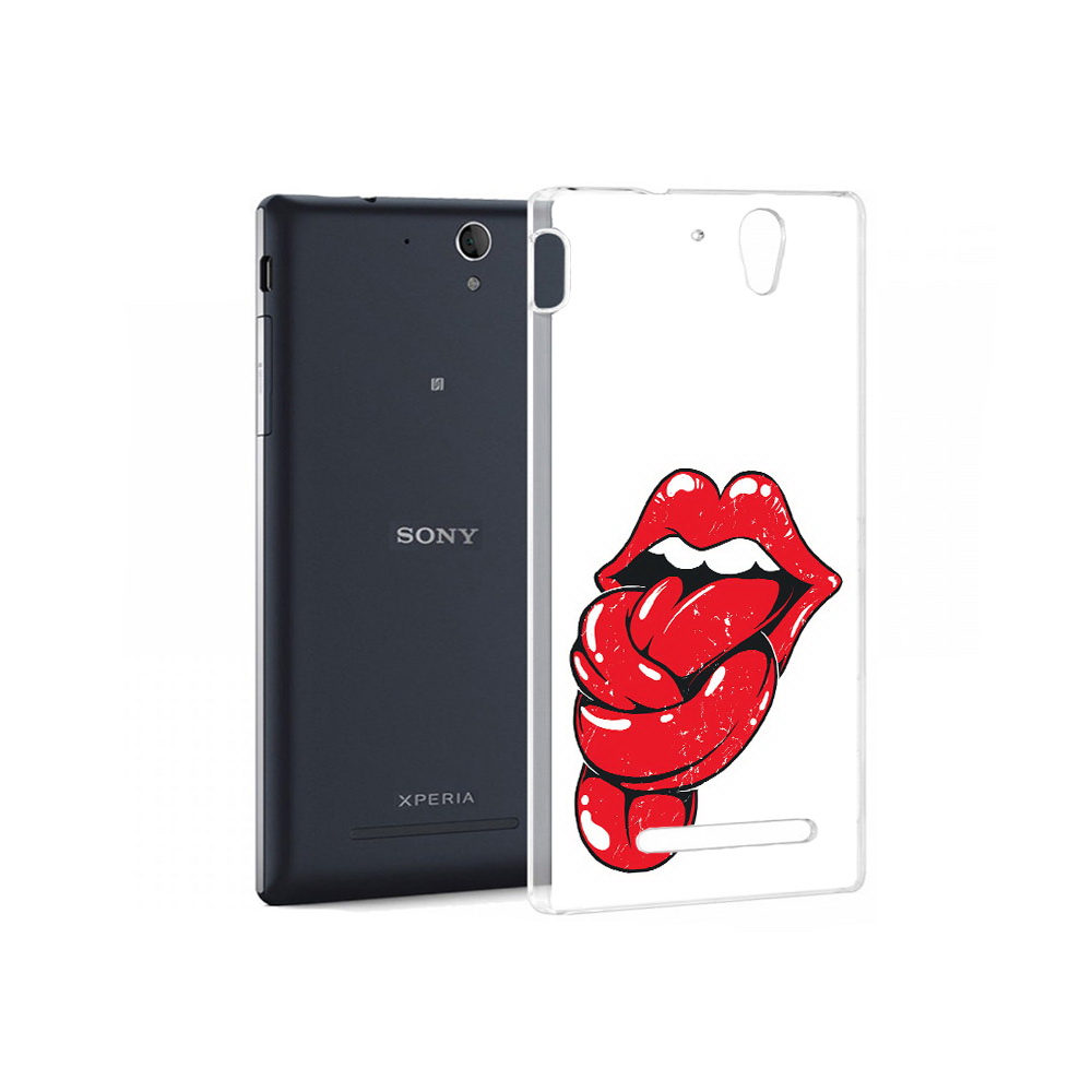 

Чехол MyPads Tocco для Sony Xperia C3 яркие губы с языком (PT18760.251.705), Прозрачный, Tocco