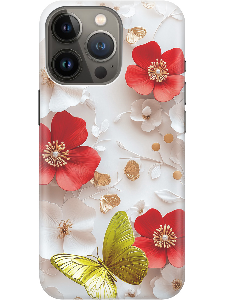 

Силиконовый чехол на Apple iPhone 14 Pro Max с принтом "Золотая бабочка" прозрачный, Прозрачный;белый;золотистый;красный, 745400823