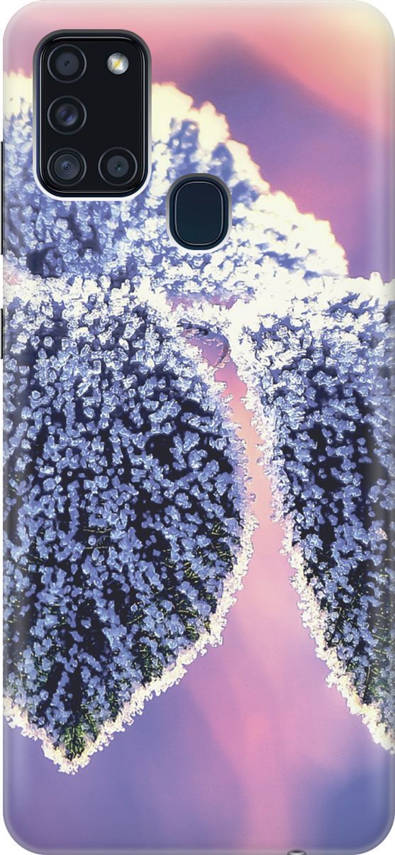 

Силиконовый чехол на Samsung Galaxy A21s "Замерзшие листики", Белый;фиолетовый, 2845